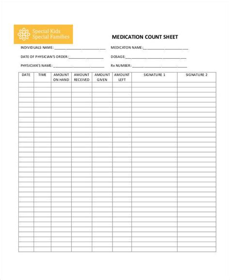 Daily Count Sheet Printable
