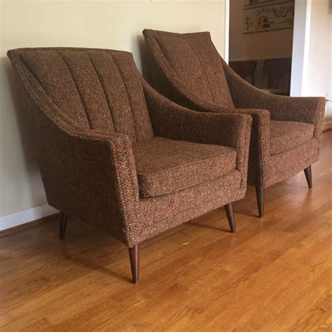 Pair of french 1940s mid century club chairs a pair of two club chairs in a modern design inspired by the 1940's. Mid Century Modern Pair of Upholstered Lounge Chairs - EPOCH