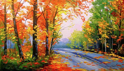 Autumn Road Painting By Olha Darchuk Fine Art America