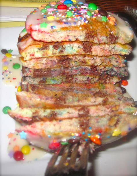 Haute Heirloom Funfetti Birthday Cake Batter Pancakes With Vanilla Glaze