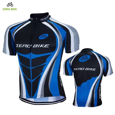 Zero Bike 2017 Mens Cycling Jersey Blue Full Zipper 100 Polyester