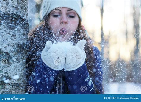 winter girl snowball stock image image of leisure christmas 79343841