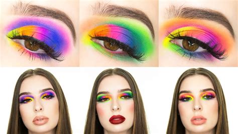 3 Neon Eyeshadow Looks Makeup Tutorial Youtube