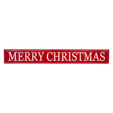 Food 4 Less Glitzhome Enameled Metal Merry Christmas Wall Sign Red
