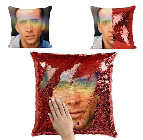 Nicolas Cage Sequin Pillow Nicolas Cage Home Decor Nicolas Etsy