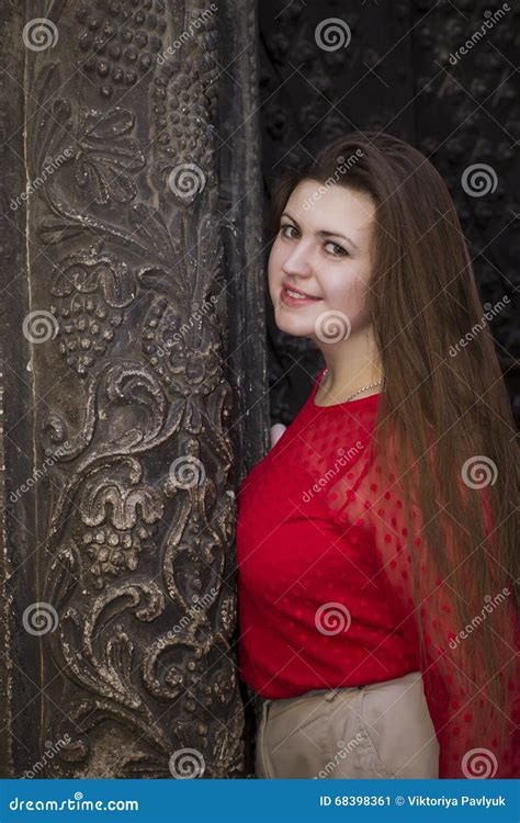 beautiful woman near the old building in lviv stock image image of brunette sensual 68398361