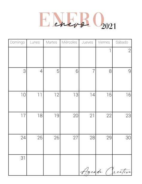 Calendarios 2021 Para Imprimir Minimalista Calendario Plantilla De