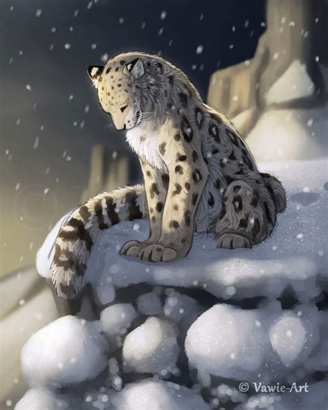 Snow Leopard By Vawie Art On Deviantart Snow Leopard Art Big Cats