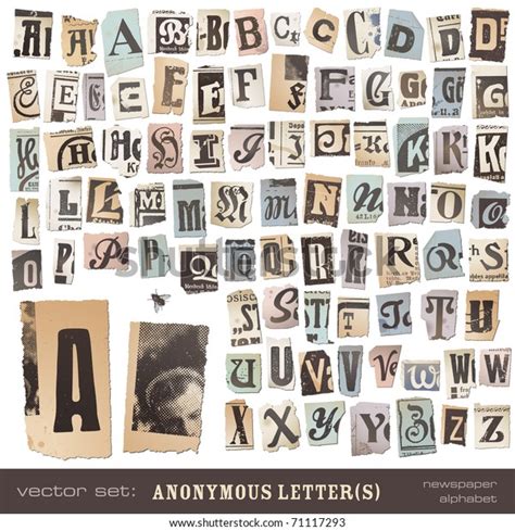 Vector Set Alphabet Based On Vintage Newspaper Cutouts Ideal For