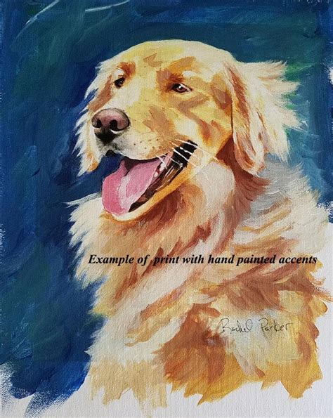 Print Golden Retriever Dog Portrait Art Watercolor Painting Etsy
