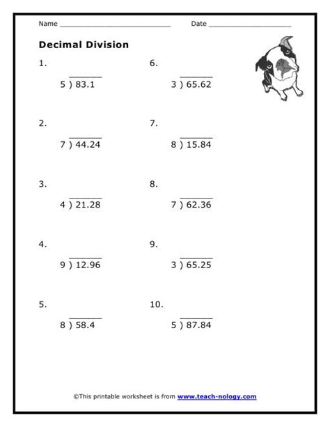 The quotient is 15 and the remainder is 7. Worksheets Long Division Decimals | Decimals, Writing ...