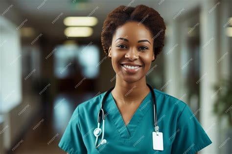 Premium Ai Image Portrait Of Smiling African American Nurse