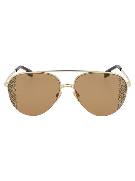 Burberry Eyewear Aviator Frame Sunglasses In Gold Modesens Aviator