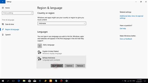 Cara Mengganti Bahasa Indonesia Di Windows 10 Youtube