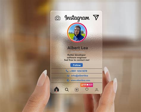 Instagram Business Cards Clear Transparent Ig Social Media Etsy