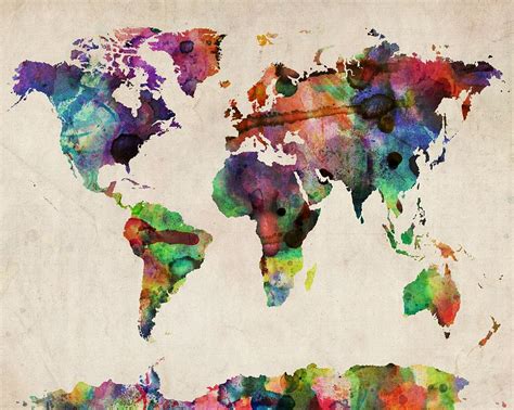 World Map Watercolor 16 X 20 Digital Art By Michael Tompsett