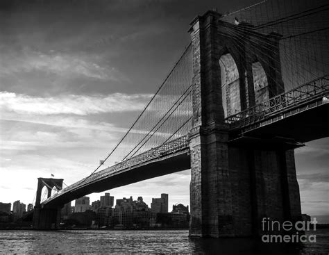 Brooklyn Bridge In Black And White Photograph By James Aiken