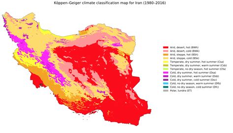 climate map of iran land of the four seasons r mapporn