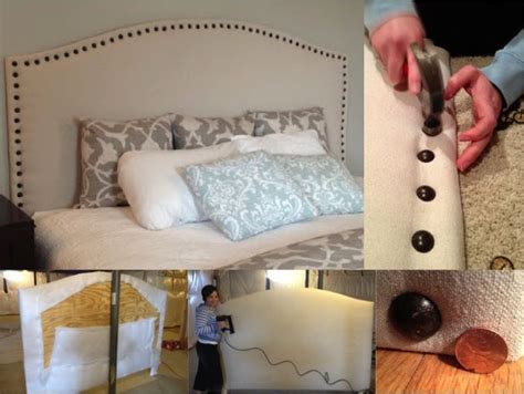 I threaded the (upholstery) needle with black upholstery thread and pushed it through a drill hole in the upholstered headboard, from the back to the front. DIY Drop Cloth Upholstered Headboard & Save $1500 - Do-It ...