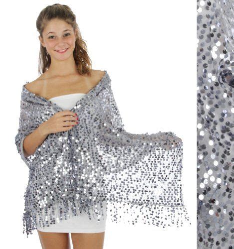 Sheer Silver Sequin Fringed Evening Wrap Shawl For Prom Wedding Formal