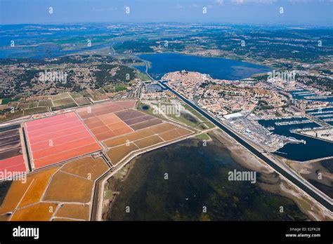 France Aude Salt Marshes Saline Of Gruissan Aerial View Stock Photo