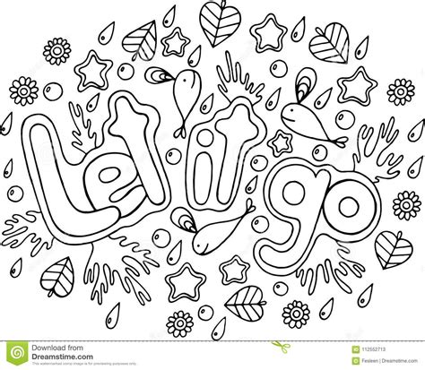 Coloring Page For Adults With Mandala And Let It Go Word Doodle Stock