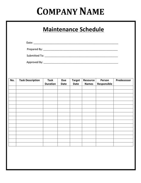 Ce fichier permet en outre : Download Preventive Maintenance Schedule Templates for Free - TidyTemplates