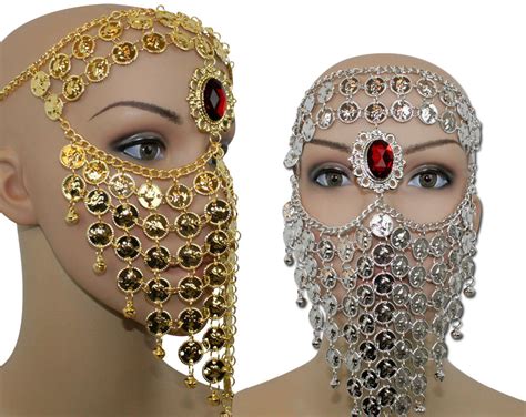 Gold And Silver Face Mask Tribal Bedouin Burqa Jon S Imports Inc
