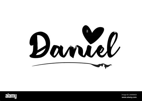 Daniel Name Text Word With Love Heart Hand Written For Logo Typography