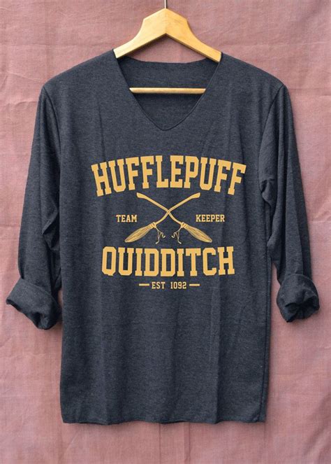 New Hufflepuff Quidditch Harry Potter Shirts Black Long Sleeve Unisex
