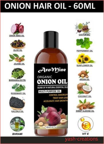 Aromine Organic Onion Herbal Hair Oil Blend 14 Natural Oils For Hair