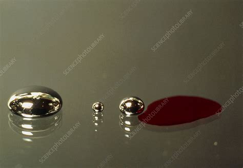 Drops Of Water And Mercury On Glass Plate Stock Image A3500017