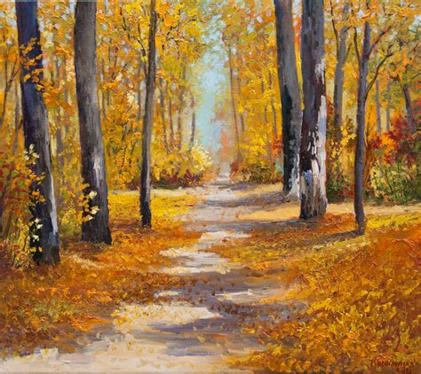 Autumn Forest Landscape Painting Original Art On Canvas Fall Etsy