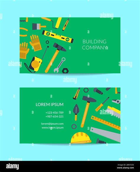 Vector Flat Construction Tools Business Card Stock Vector Image And Art