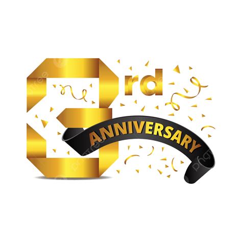 3rd Anniversary Vector Hd Images 3rd Anniversary Golden Ribbon Text Celebration Design 3rd