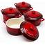 Kook Mini Cocotte Casserole Dishes With Lids 12 Oz Set Of 4 Crimson 