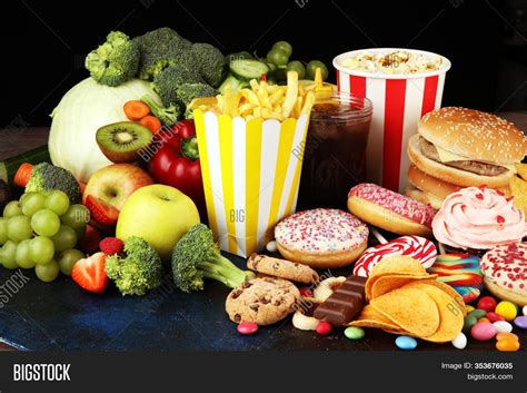 Healthy Unhealthy Food Image And Photo Free Trial Bigstock