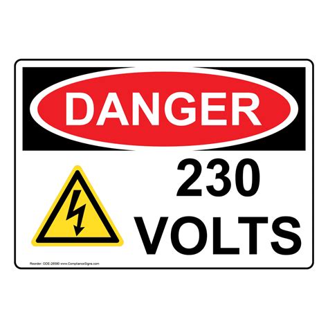 Osha Sign Danger 230 Volts Electrical