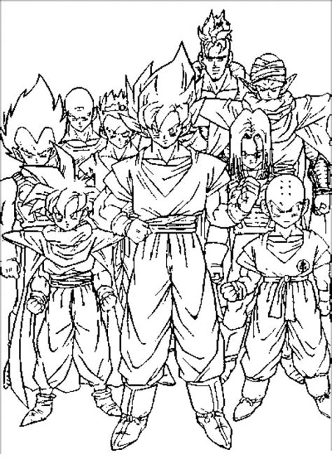 Dragon ball z all characters coloring pages. dragon ball z kai characters
