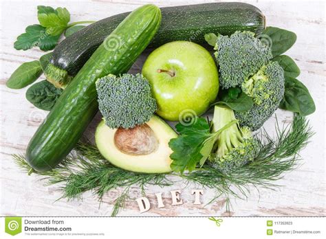Natural Green Ingredients As Source Vitamins And Minerals Stock Image