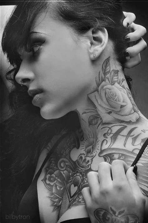 Rose tattoos for girls, men & women. Rose tattoo on the neck. | Rose neck tattoo, Best neck ...