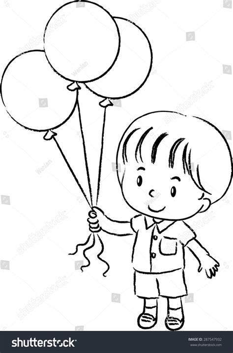 School Boy Holding Balloons เวกเตอร์สต็อก ปลอดค่าลิขสิทธิ์ 287547932