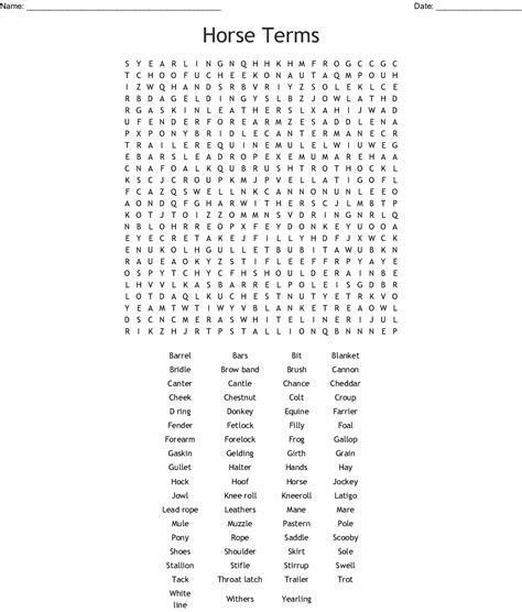 Horse Word Search Puzzles Printable Word Search Printable