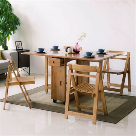 Homary 58 Rectangle Multifunctional Solid Wood Folding Dining Table