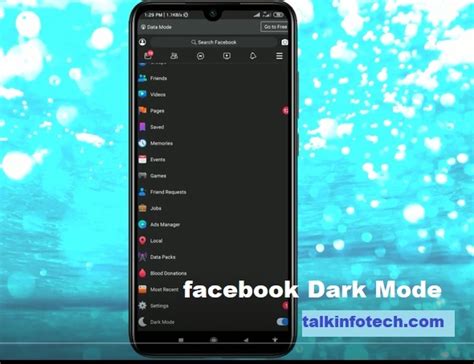 This is how facebook looks like when you enable the dark mode: facebook dark mode