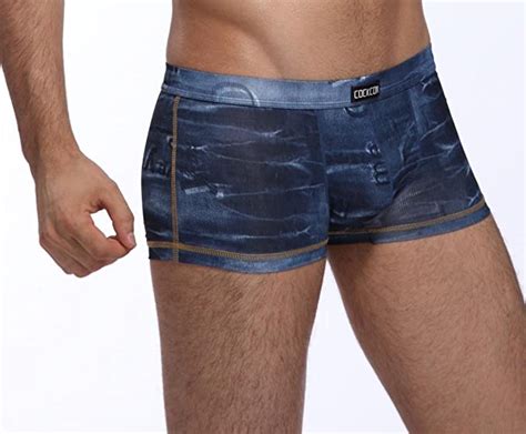 Cockcon Mens Jeans Underwear Low Rise Boxer Brief 1002 Blue Size Xl At Amazon Mens Clothing Store