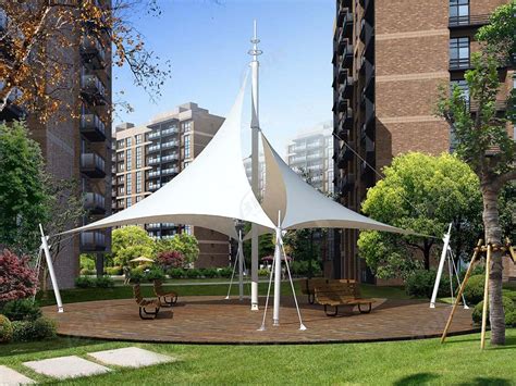 Landscape Tensile Structures Permanent Fabric Shade Canopy Structures
