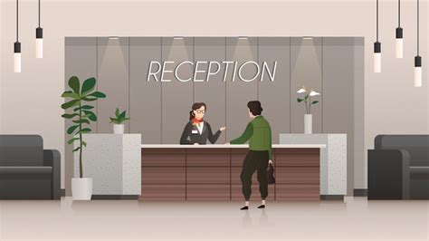 Premium Vector Reception Service Receptionist And Customer In Hotel