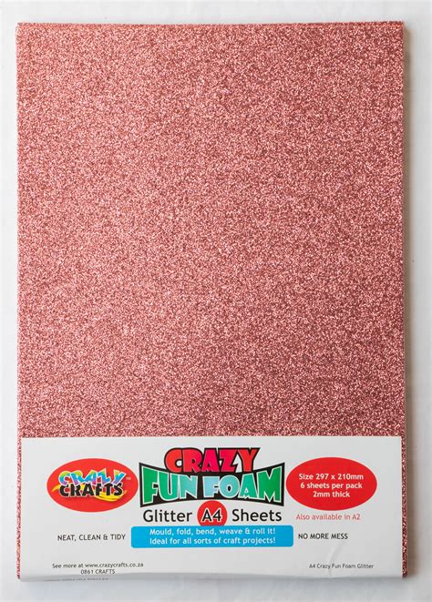 Glitter Foam Sheets A4 Rose Gold 6 Pack Access Office National