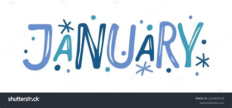 January Logo Blue Snowflakes Photos And Images